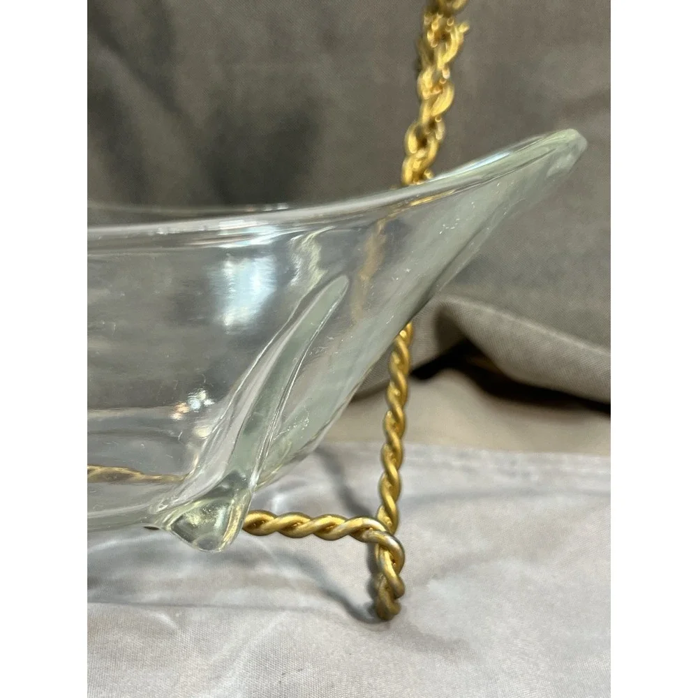 MCM Anchor Hocking Swedish Modern Clear Glass Dish Teardrop Feet 7‎ 7/8